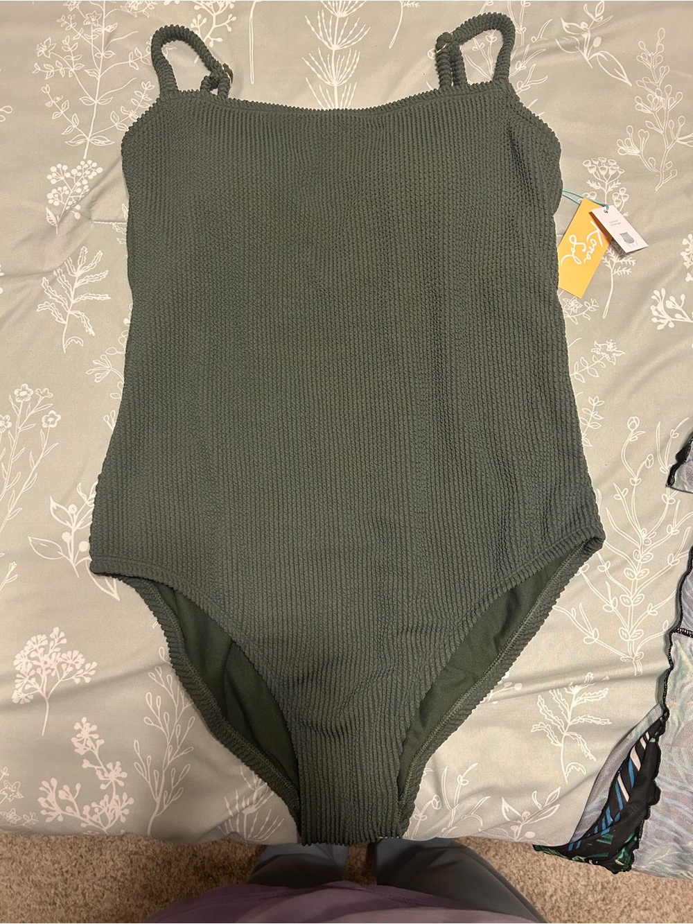 Kona Sol Green Textured Swimsuit